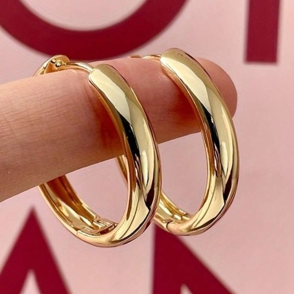 Jewelry - Gold Plated Stainless Steel Hoop Earrings Classic Huggie Hoops